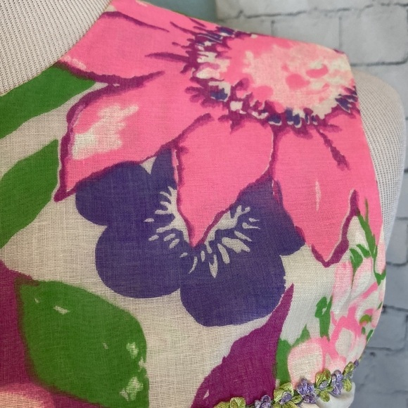 TOBY For Young Hawaii Vintage Floral Eyelet Sleeveless Maxi Dress S Luau Retro - Picture 12 of 16